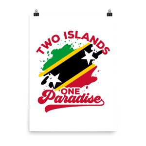 Two Islands One Paradise St. Kitts and Nevis flag-inspired poster