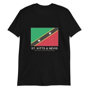 Classic St. Kitts & Nevis flag T-shirt — Black, full national flag print