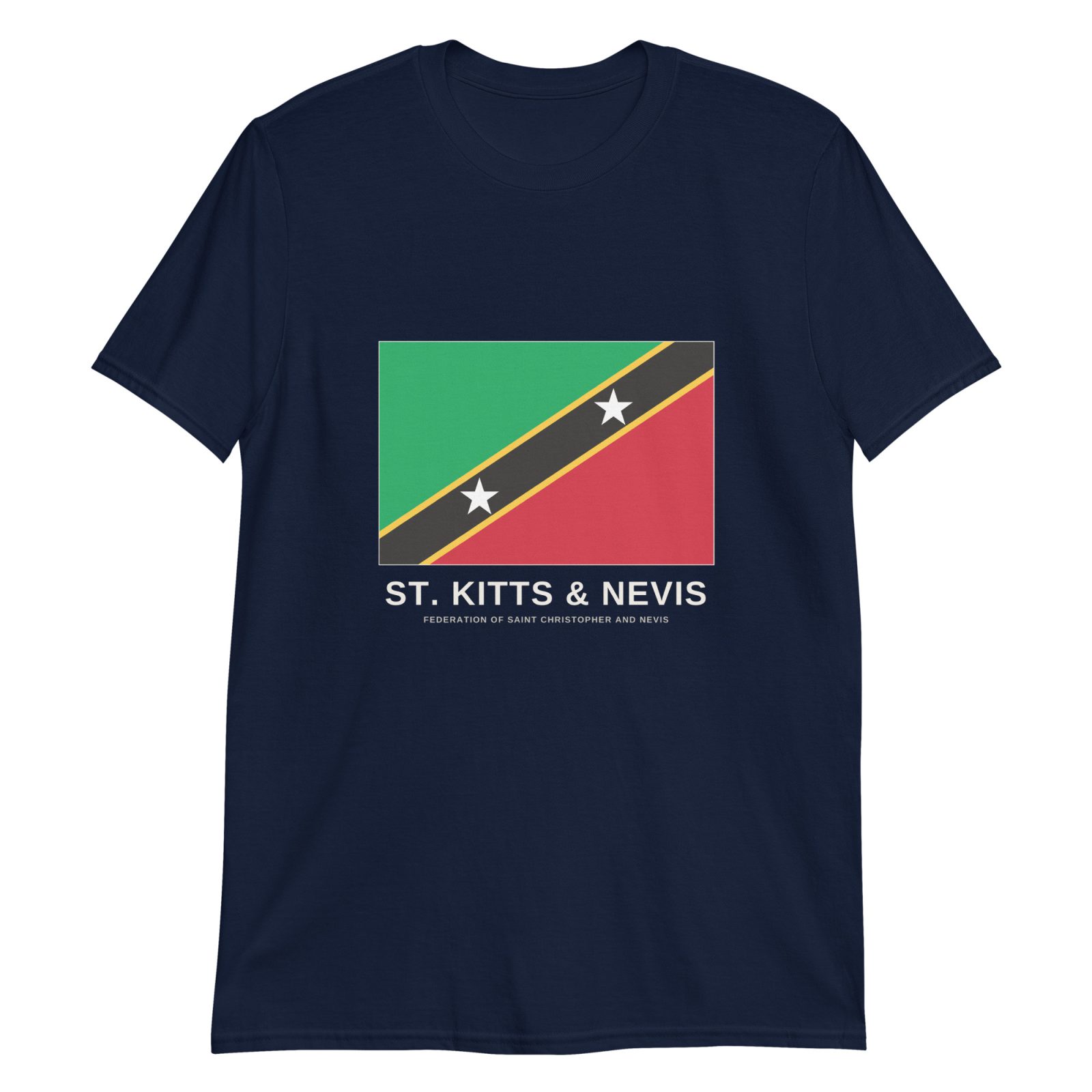 Classic St. Kitts & Nevis flag T-shirt — Navy, full national flag print