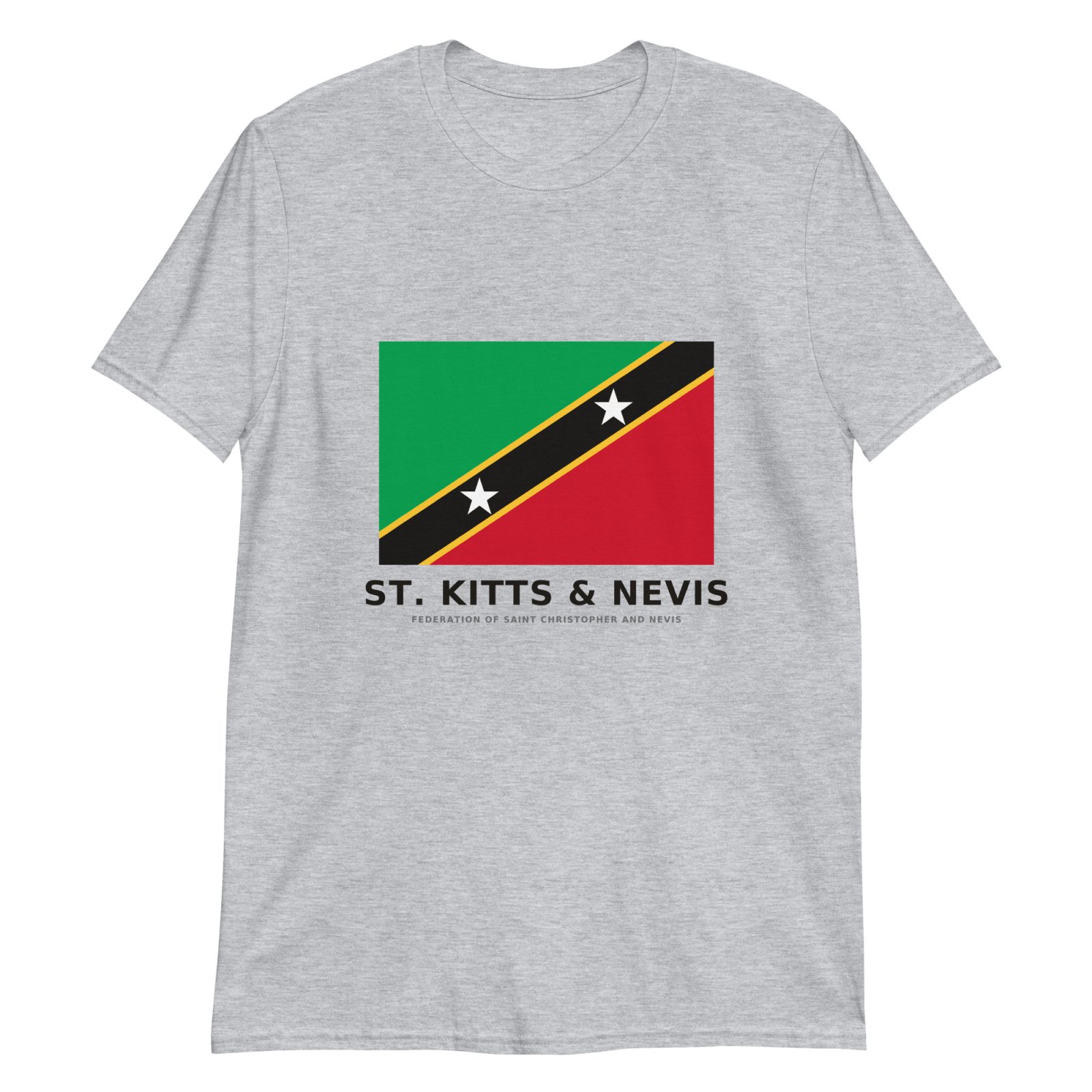 Classic St. Kitts & Nevis flag T-shirt — Sport Grey, full national flag print