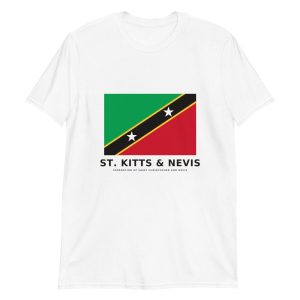 Classic St. Kitts & Nevis flag T-shirt — White, full national flag print