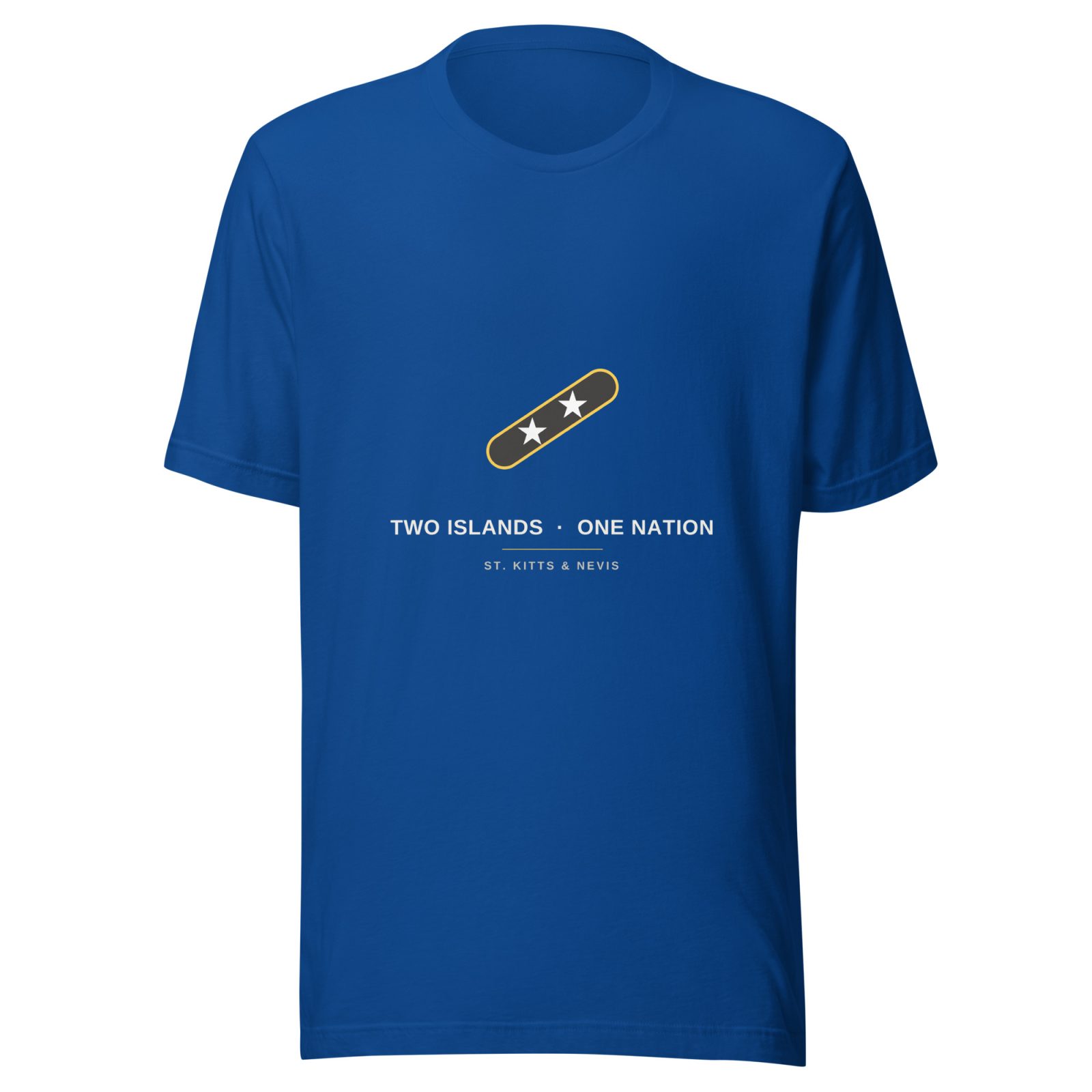 Two Islands One Nation minimal t-shirt in royal blue